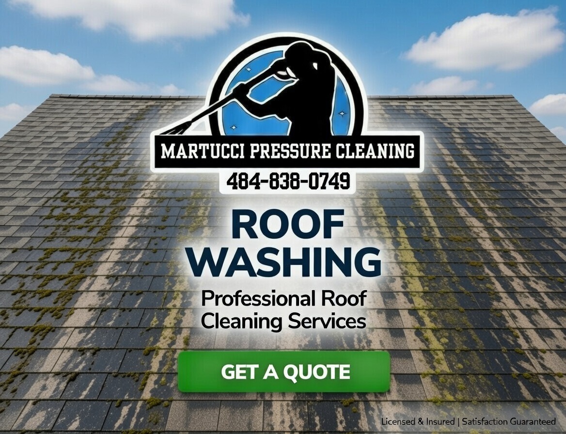 Professional roof washing service in the Lehigh Valley by Martucci Pressure Cleaning